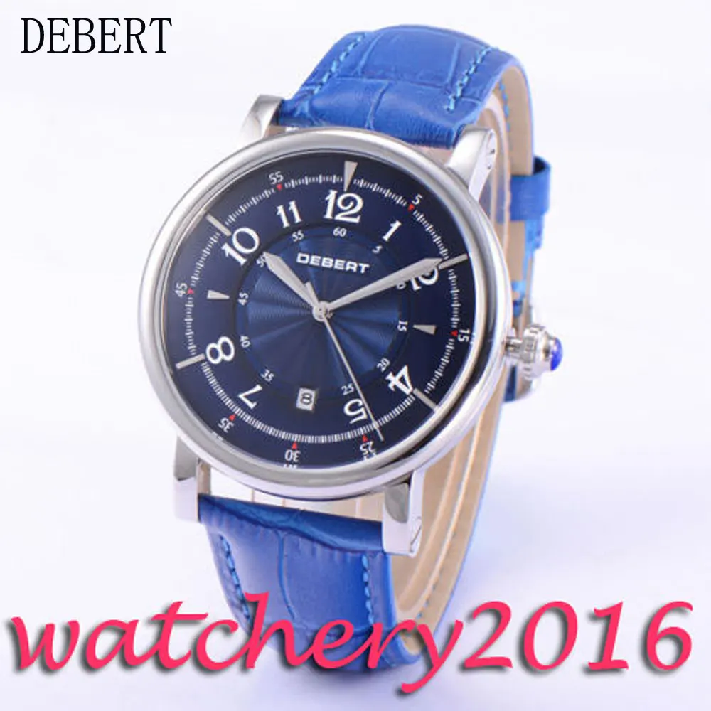 

Fashion 43mm Debert blue dial date window 21 jewels miyota 8215 Automatic movement men's Watch