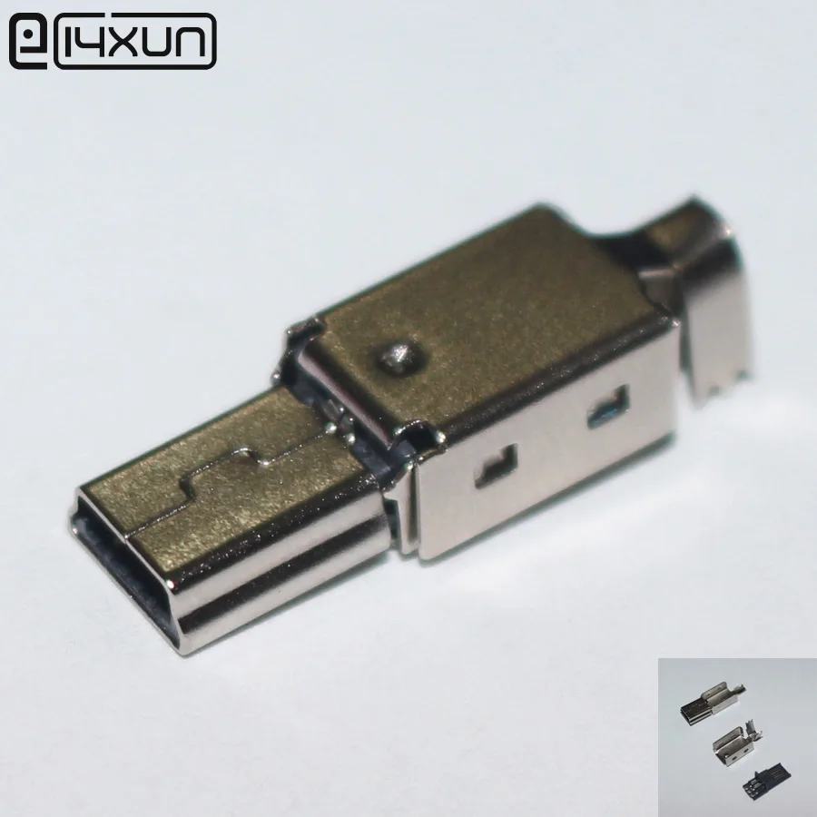 

5sets 3 in 1 5 pin DIY Mini USB T Type Male 5pin Plug Connector Tail Charging Port Welding Metal Plug