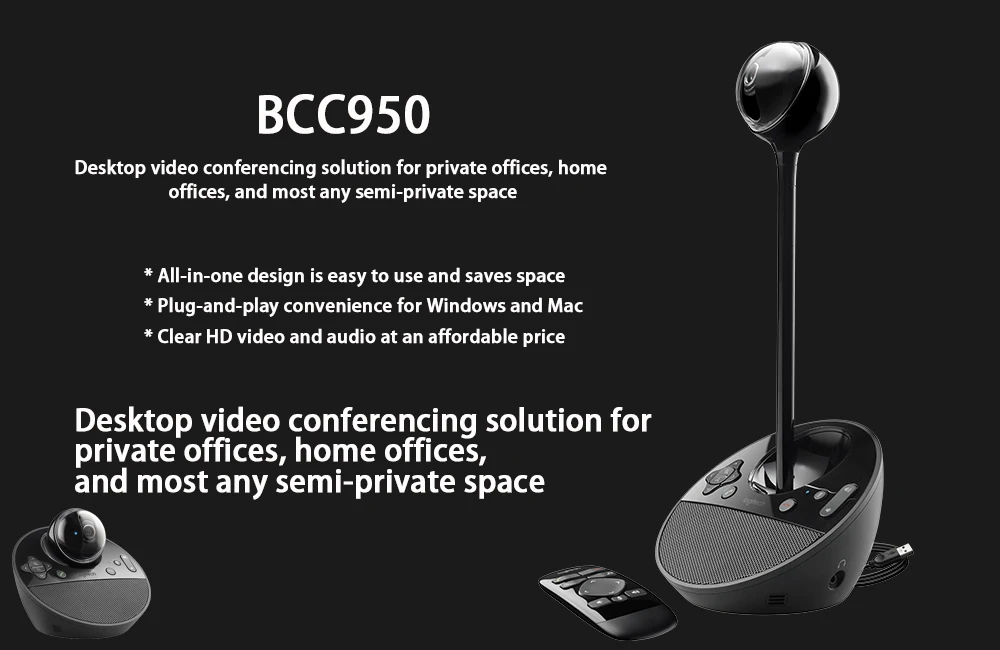 Веб-камера для бизнес-конференций logitech BCC950 HD с разрешением 1080 p/30fps, Full HD 1080 P, Настольная видео веб-камера