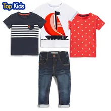 Новинка года, летний детский костюм комплект с джинсами для мальчиков, одежда для мальчиков 3 предмета, футболка+ джинсы, 4 предмета, хлопковая детская одежда, CCS353