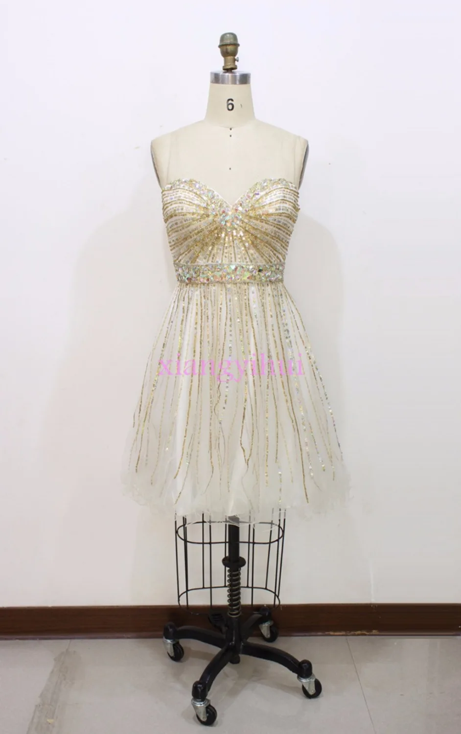 Short A-Line Ball Tulle Cocktail Dress Sequined Crystal Straps Formal Party Sweetheart Neck Line Homecoming | Свадьбы и торжества