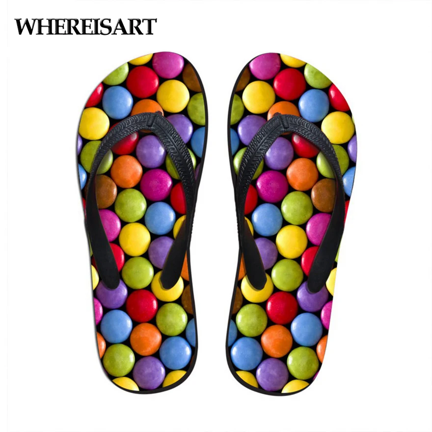 

WHEREISART Women Flip Flops Summer Style Shoes Ladies Beach Rubber Flip Flops Candy Sandals Wear-resistant Designer Flip-Flop