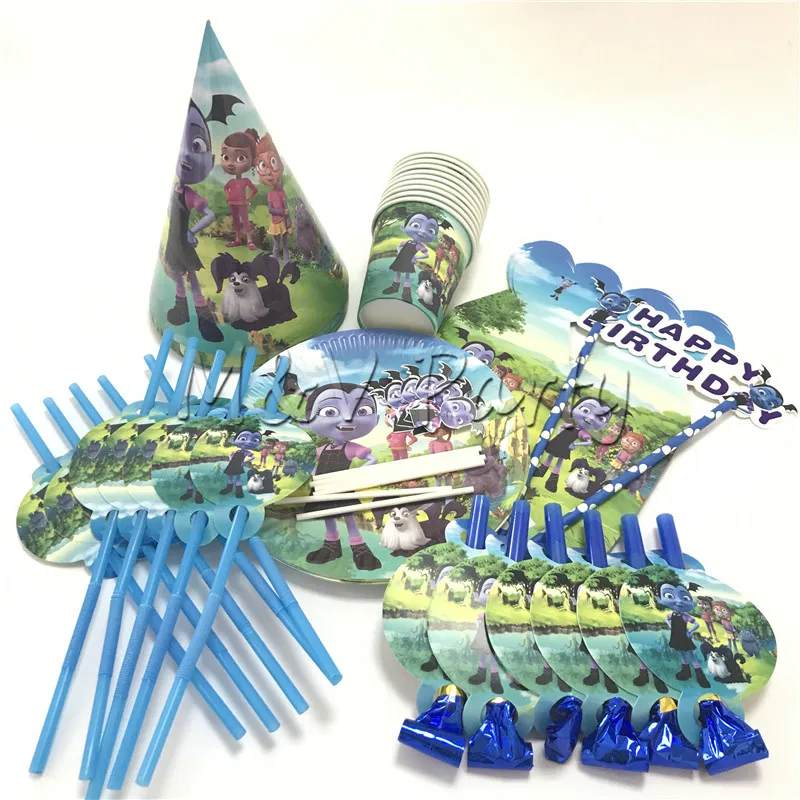 

57pcs/lot Vampirina Girl Theme Party Straws Cup Plates Set Disposable Tableware Set Baby Shower Party Decoration Supplies