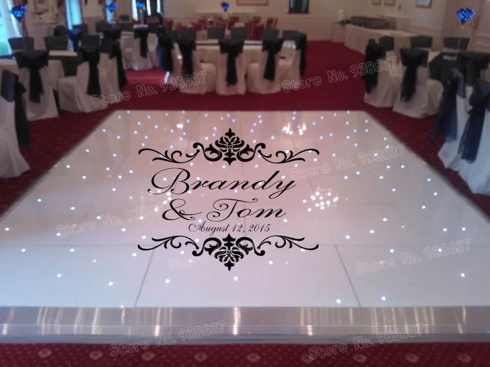 

Damask Theme Dance Floor Decal Wedding Day Fancy calligraphy Font Dance Floor Stickers Personalized Names Vinyl Lettering ZB590