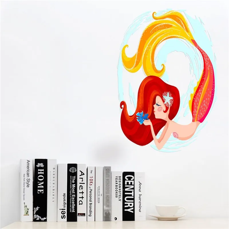 

3D Wall stickers Cute mermaid print Creative Wall Affixed With Decorative Window living room Bedroom Decoration wall decals
