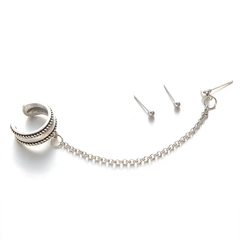 Wholesale Vintage Elegant Statement Silver Color Long Chain Earrings