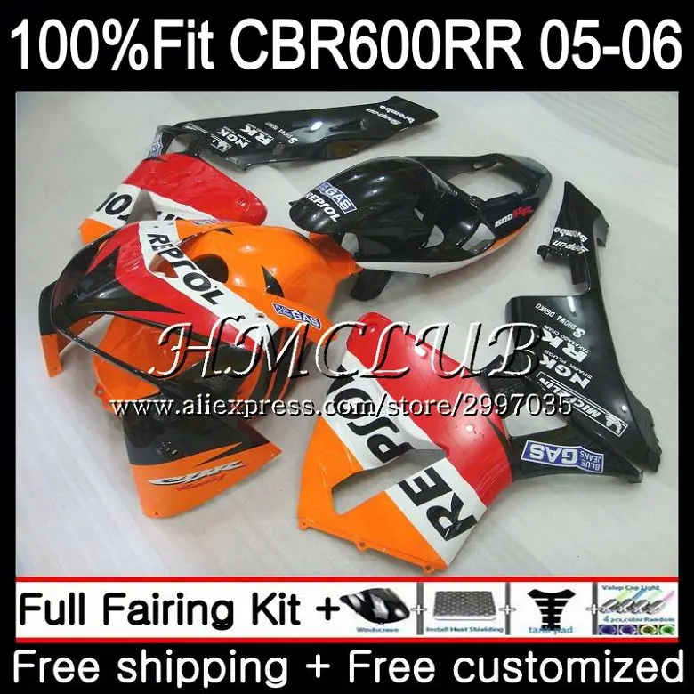 Литые изделия для Honda CBR 600RR CBR600 RR 600F5 2005 2006 Repsol orange 80HC19 CBR600RR F5 05 06 CBR600F5 CBR 600 RR 05 06 обтекатель