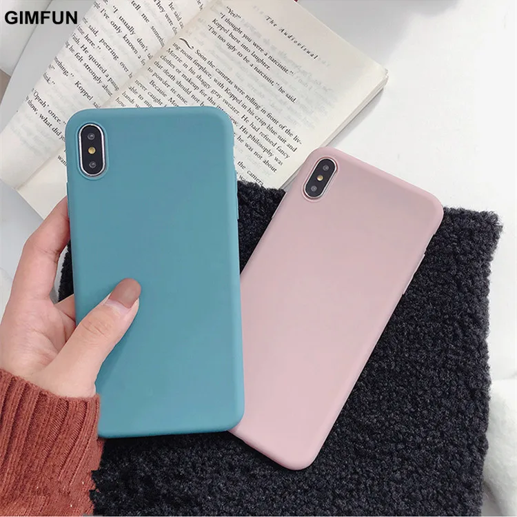 

Gimfun Blue Candy Tpu Phone Case for Iphone 7 6 8 Plus Case Solid Scrub Silicon Case for IPhone Xs Max Xr X Back Cover Coque