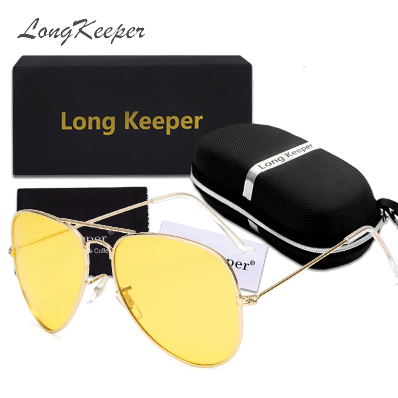 

LongKeeperNight Vision Sunglasses Women Polarized Yellow Lens Driving Sunglasses with Case Box Men Metal Frame Eyewear Gifts