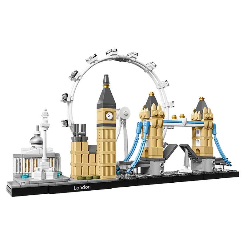 Legoings City Architecture Building Set London Big Ben Tower Bridge Creators 468 Pcs 10678 Models Blocks Legoing 21034 Toys