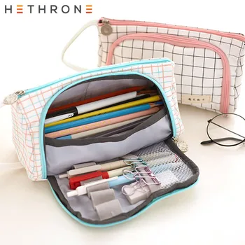 

Hethrone Canvas Lovely Large Capacity Pencil Case Cute pencilcase Student Stationery school pencile case pen bag Portable Penbag