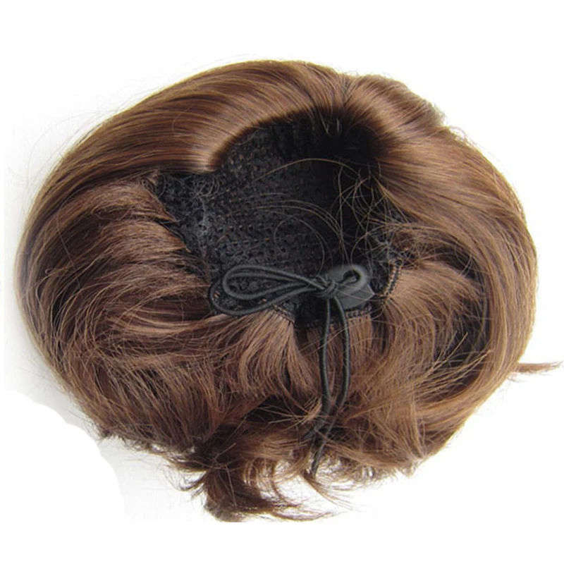Similler Synthetic Hair Bun Curly Chignon Clip in Hairpiece Hair Extension Fake Hair Piece Accessoire Ombre Black Brown