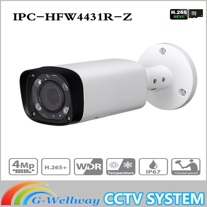 

Dahua IPC-HFW4431R-Z 4MP Night Camera 80m IR with 2.712mm VF lens Motorized Zoom Auto Focus Bullet IP Camera CCTV Security POE