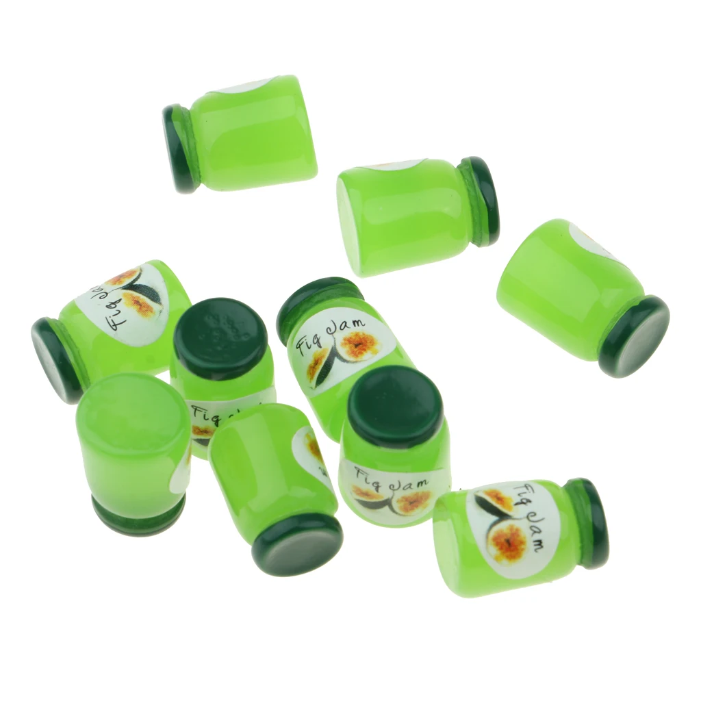 Handcrafts Miniature Food Groceries Model Soft Drink Juice Fig Jam Bottles For 1/12 Dolls House Dining Room Accessories 10 pcs
