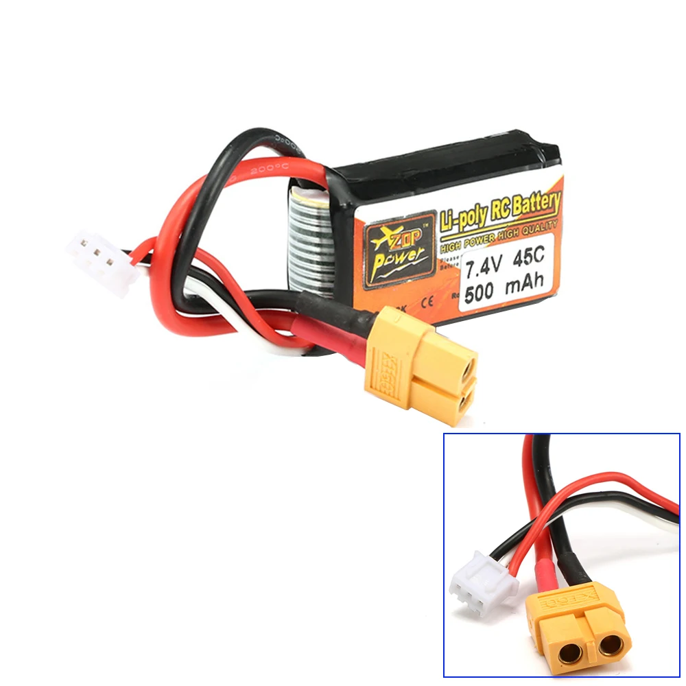 

1pcs ZOP Power LiPo Battery 7.4V 500mAh 45C 2S XT60 Plug For RC Quadcopter Drone Helicopter Car Airplane