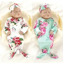 Pudcoco 2019 цветочные спальные мешки новорожденный мальчик для пеленания девочек обертывание одеяло для сна сумка + повязка на голову