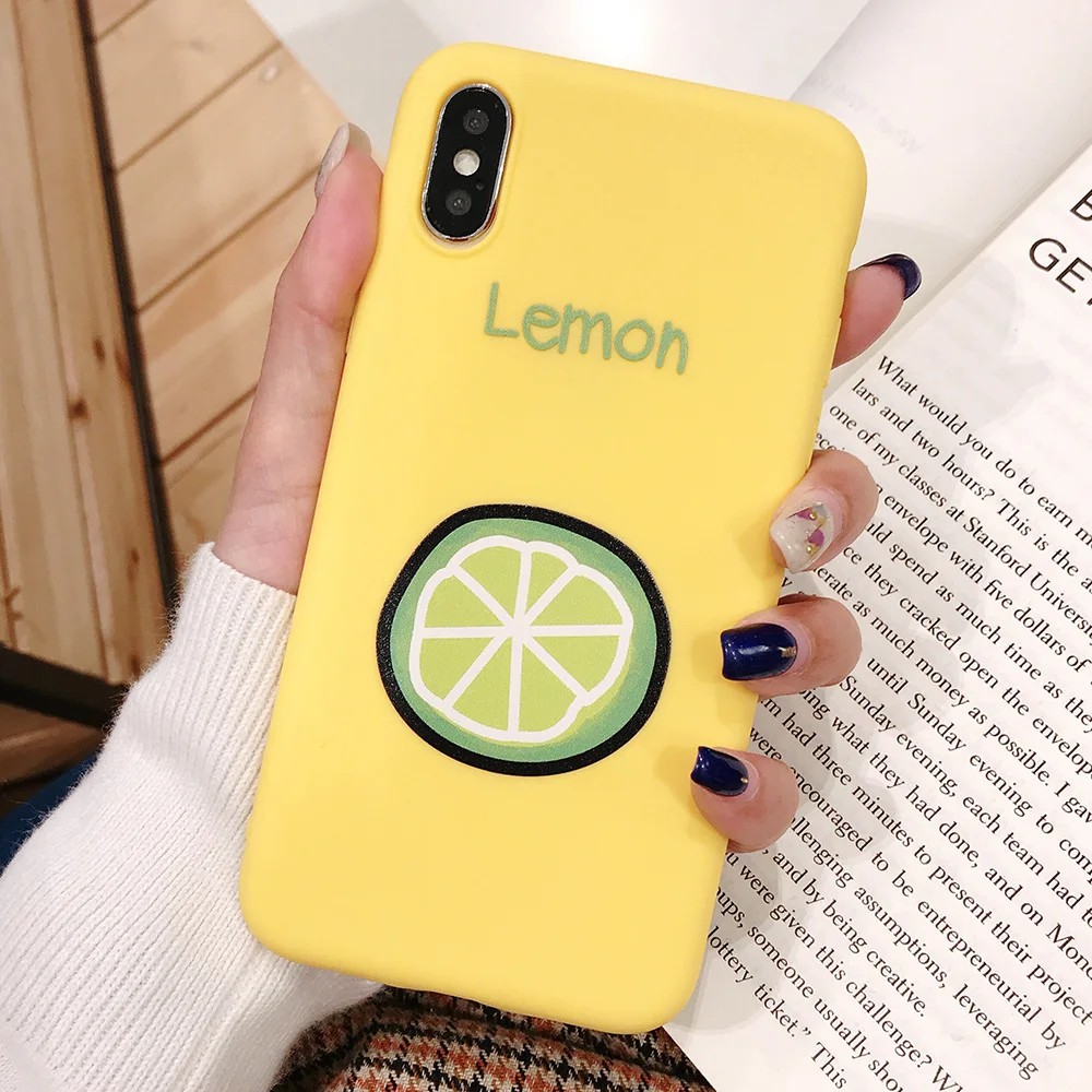 KIPX1090A_1_JONSNOW Phone Case for iPhone XR XS Max 6S 7 8 Plus Embossed Fruit Style Lemon Watermelon Strawberry Patterns Soft Silicone Cover