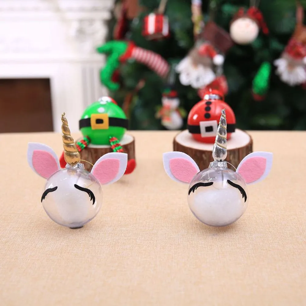 80mm Christmas Ornaments DIY Crafts Santa Claus Transparent Unicorn