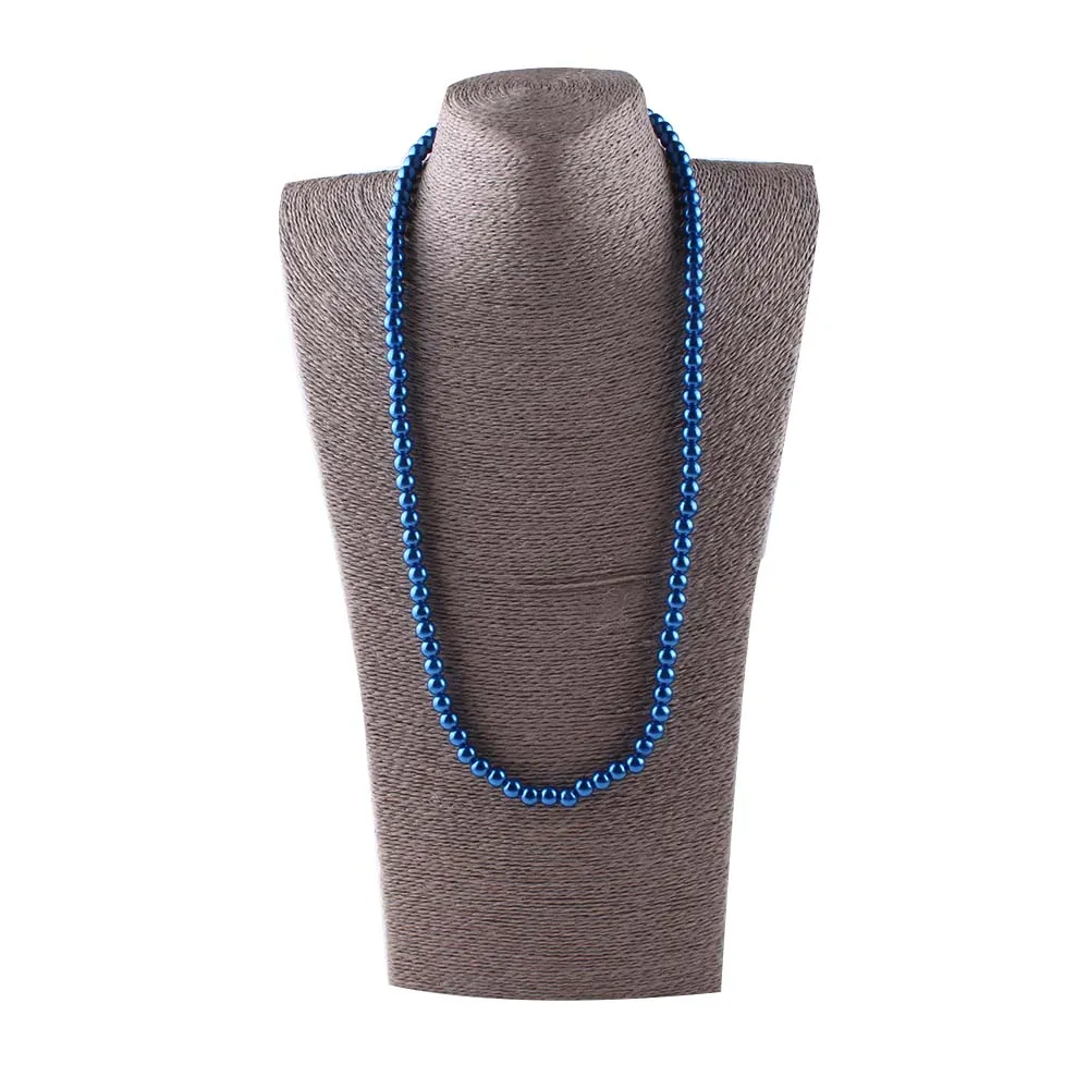JIOFREE, Винтажные бусины, 8 мм, имитируют блестящая жемчужина, ожерелье, модное жемчужное массивное ожерелье, свадебное украшение для женщин - Окраска металла: Royal blue