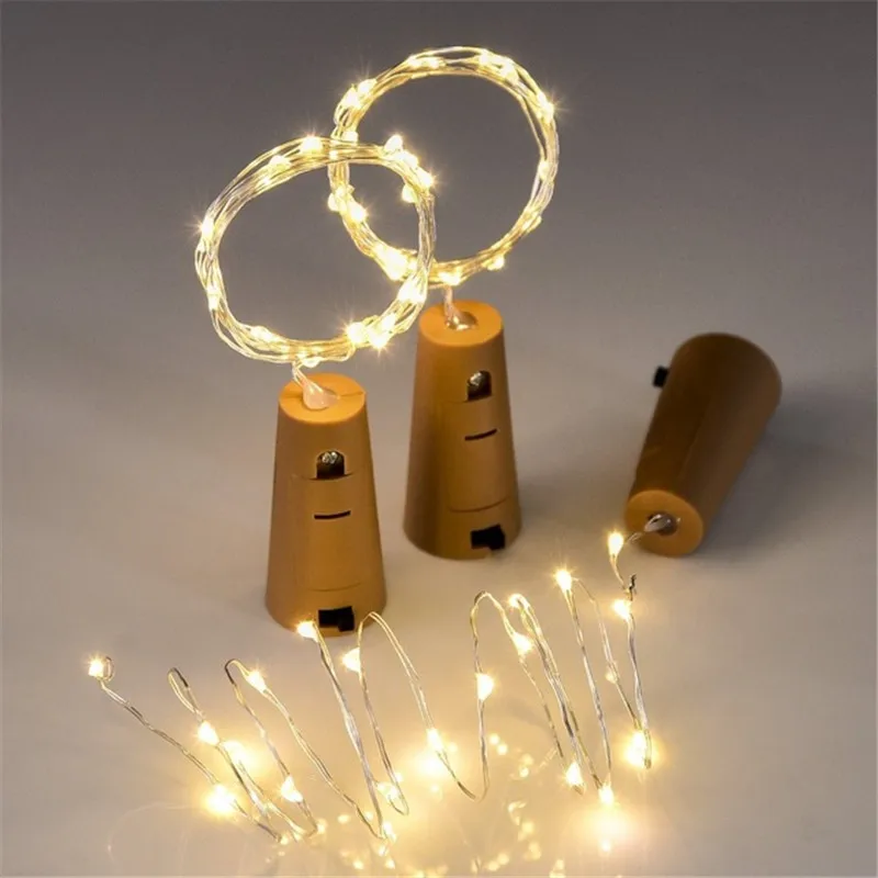 1M/2M LED Garland Silver Wire Corker String Fairy Lights for Glass Craft Cork Shape Bottle New Year Christmas Wedding Decoration