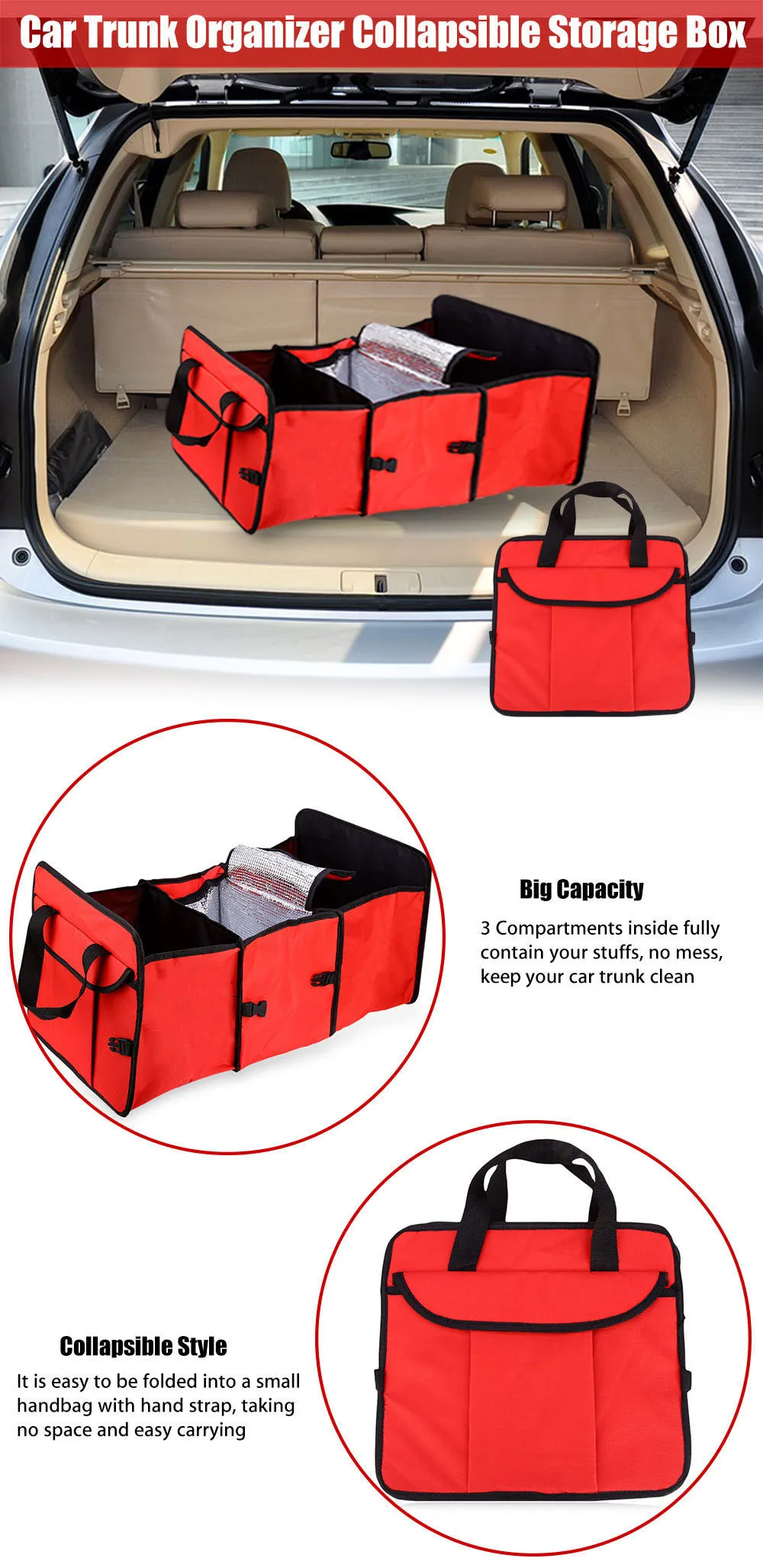 Promotion!!Car trunk storage bag Oxford Cloth folding truck storage box Car Trunk Tidy Bag Organizer Storage Box with cooler bag6