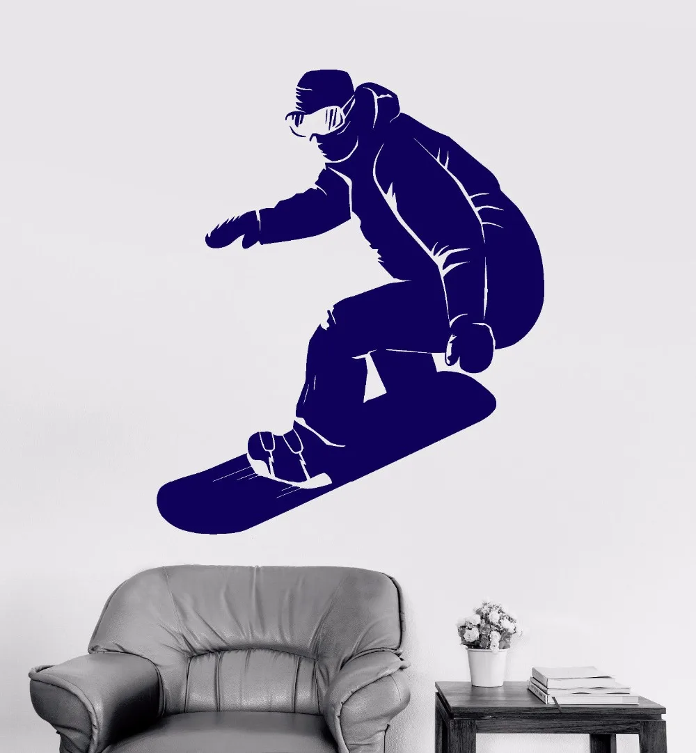 

Art Wall Sticker Snowboarding Wall Sticker Removeable Vinyl Art Poster Snowboarder Extreme Decal Mural Athlete Decor LY154