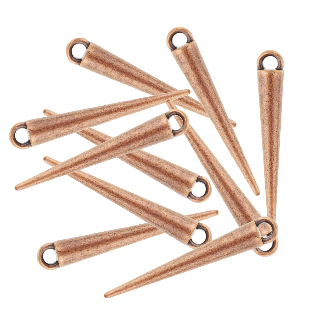 10 Pieces Cone Shape Metal Pendant Beads 34mm for Earring Necklace DIY Keyring Jewelry Findings Punk Style