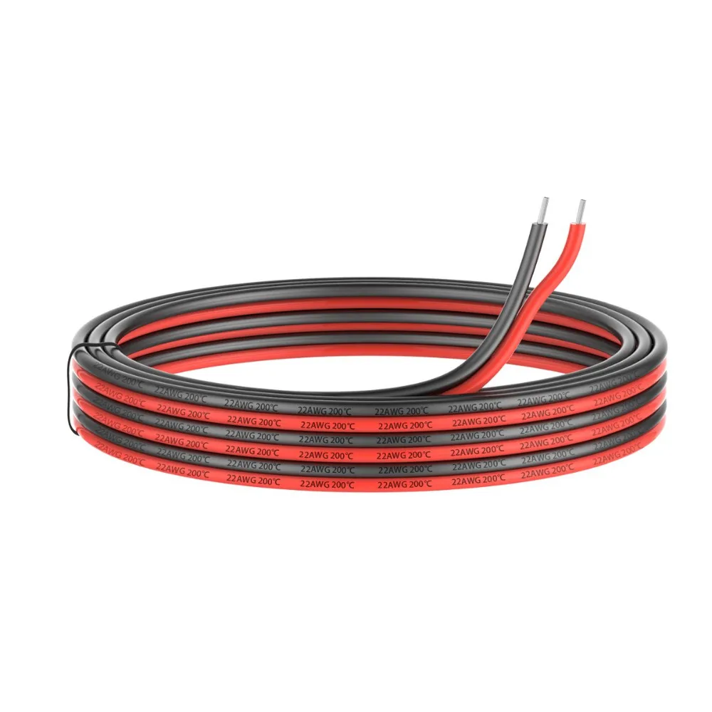 2pin удлинитель 22awg силиконовый черный и красный Электрический провод 2 проводника параллельная линия мягкая гибкая длина для вас на выбор