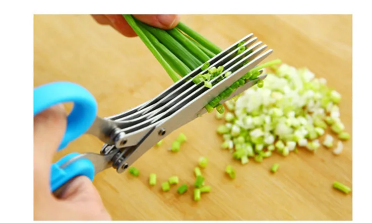 Высококачественная Нержавеющая Сталь 5 лезвий офисные домохозяйки ножницы для измельчения острых трав кухонные инструменты