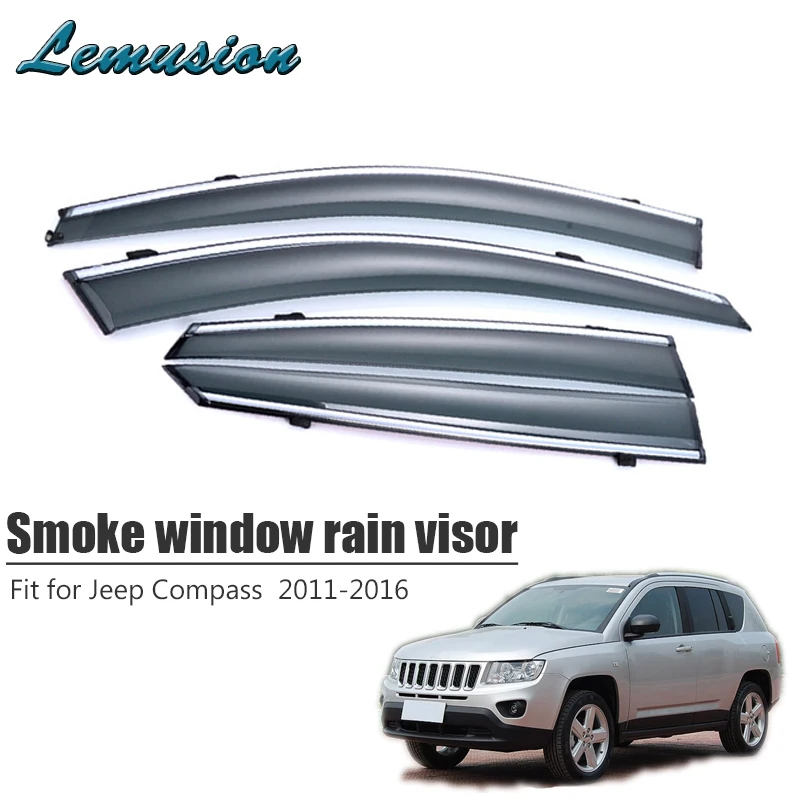 High Quality 4pcs Smoke Window Rain Visor For Jeep Compass 2011 2012