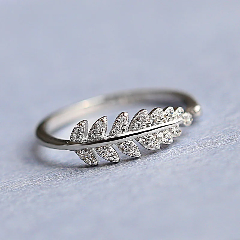 

luxury Silver Leaf wave rings for women cz zirconia Adjustable rings for women accessories wedding party fashion jewelry gift