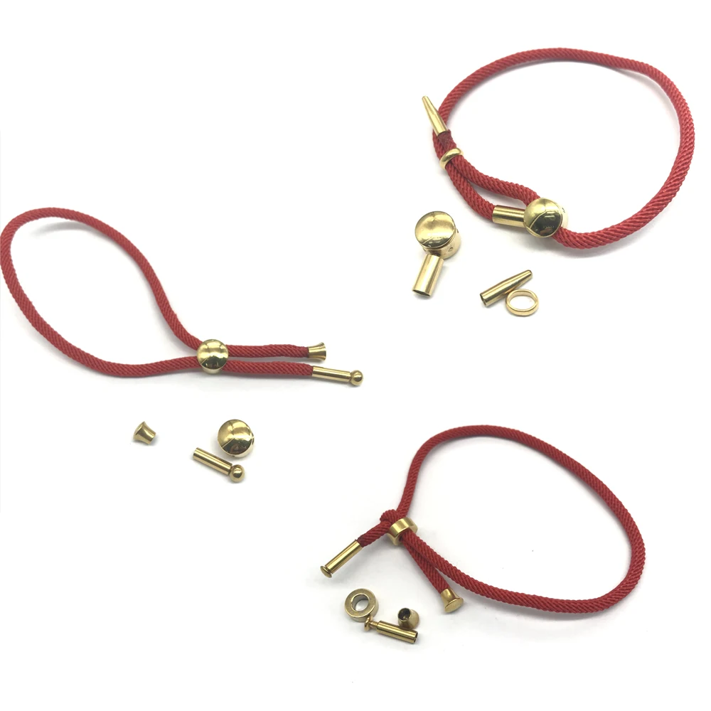 

2/3mm Hole 316L Stainless steel Connectors Charms Gold Clasp Set Fit Round Rope Bracelet Jewelry Making DIY Findings Wholes