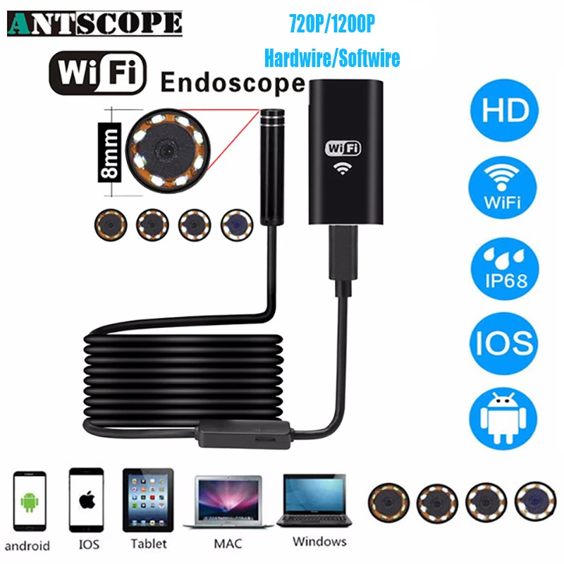 

Antscope 720P/1200P HD 8mm Wifi Endoscopefor Android IPhone Borescope 1/2/3.5/5/10M Waterproof Endoscope Inspection Camera 19