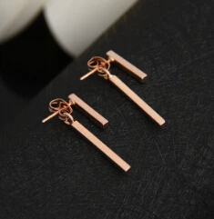 Shuangshuo персонализированные новые модные серьги Brinco простые Т-образные серьги-гвоздики ювелирные изделия для женщин корейские подарки для свадьбы - Окраска металла: Покрытие из розового золота