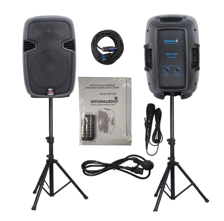 STARAUDIO 1 Set 12" 2000W Pro PA DJ Stage Power Active