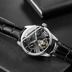 Новые модные механические часы с турбийоном Мужские автоматические классические светящиеся кожаные механические ручные часы Reloj Hombre 2019