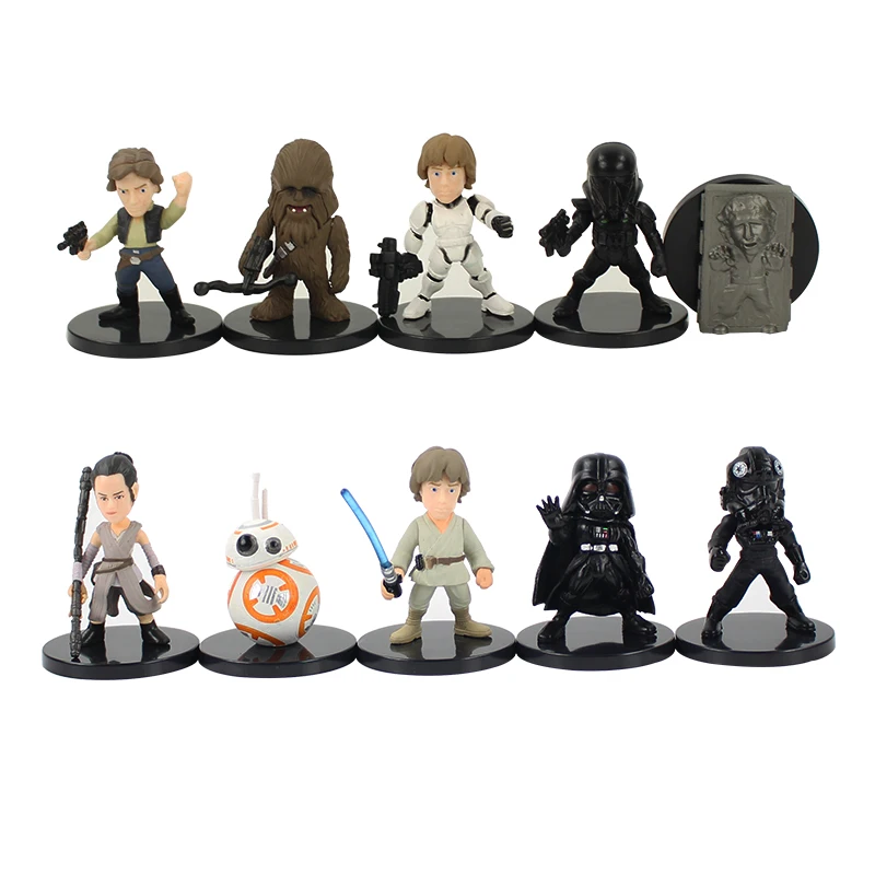 

5pcs/lot Force Awaken Figures Darth Vader Luke Skywalker BB-8 The Fighter Pilot Rey Han Solo Model Toys