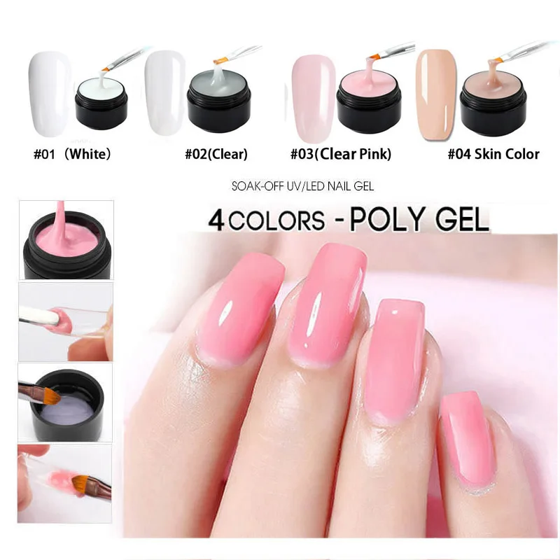 UV Gel Poly Gel Nails Polygels Nails Builder Poligel Nails Kit Extension Acrylic Nail Art Crystal UV Resin Builder