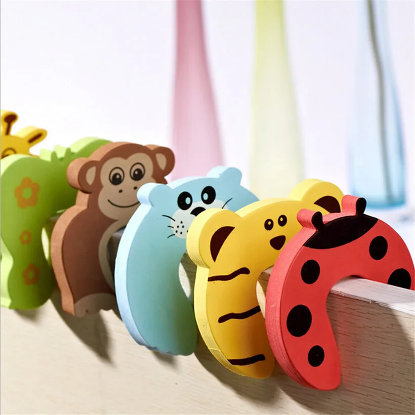 

5pcs Kids Baby Cartoon Animal Jammers Stop Edge & Corner for Children Guards Door Stopper Holder lock Safety Finger Protector