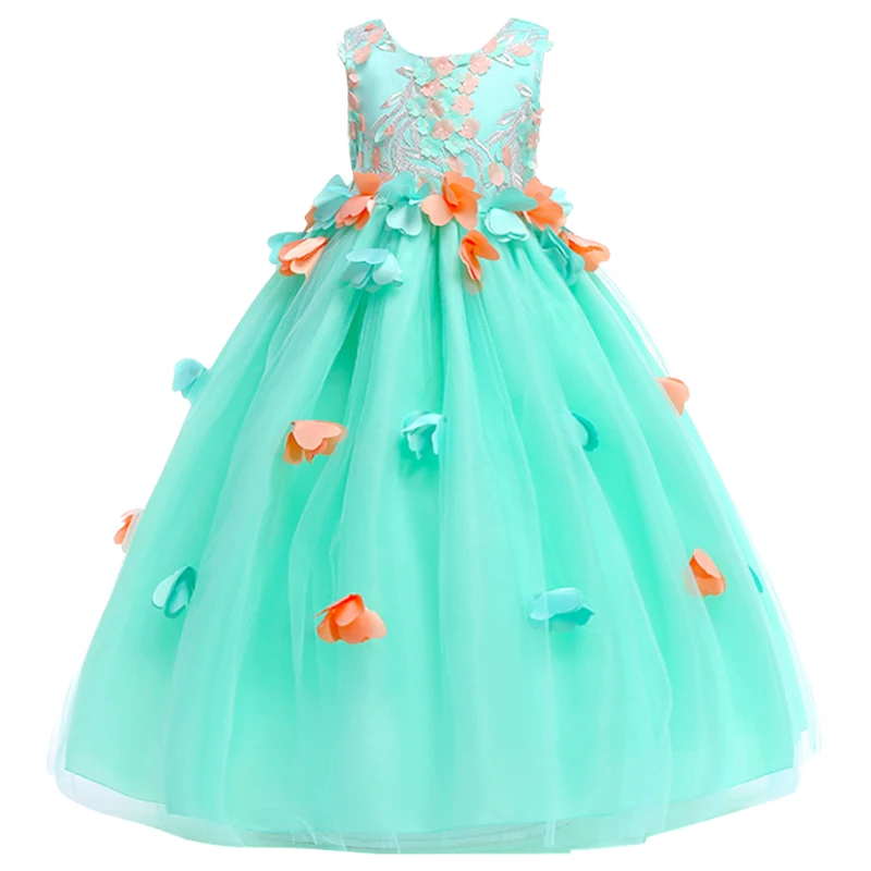 Retail 2018 New Style Kids Girl Ankle-Length Party Dress Children Girl Wedding...