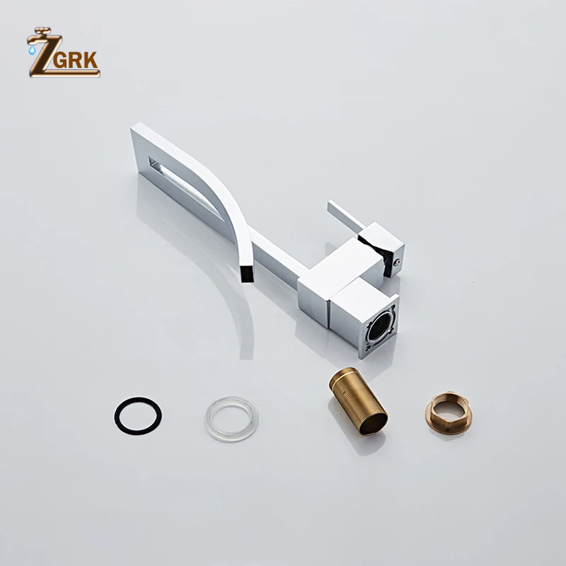Billig ZGRK Becken Armaturen Einzigen Griff Deck Montiert Chrome Messing Platz Hohes Waschbecken Wasserhahn Heißen Und Kalten Mixer Wasserhahn