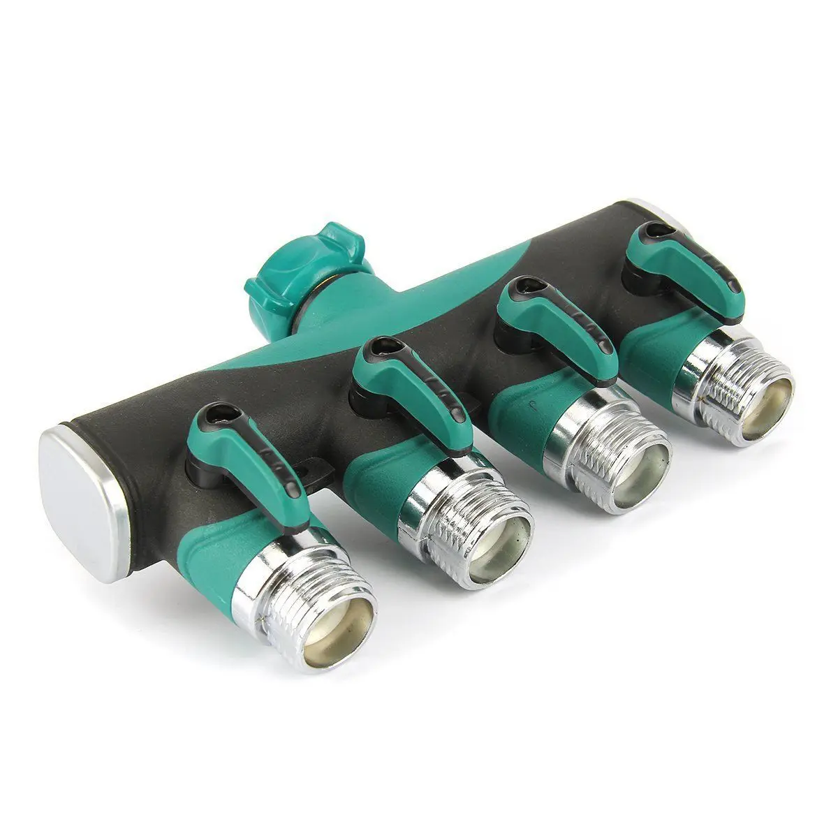 JX-LCLYL 4-Way Water Tap to Hose Connector Heavy Duty Garden Water Hose Splitter Green