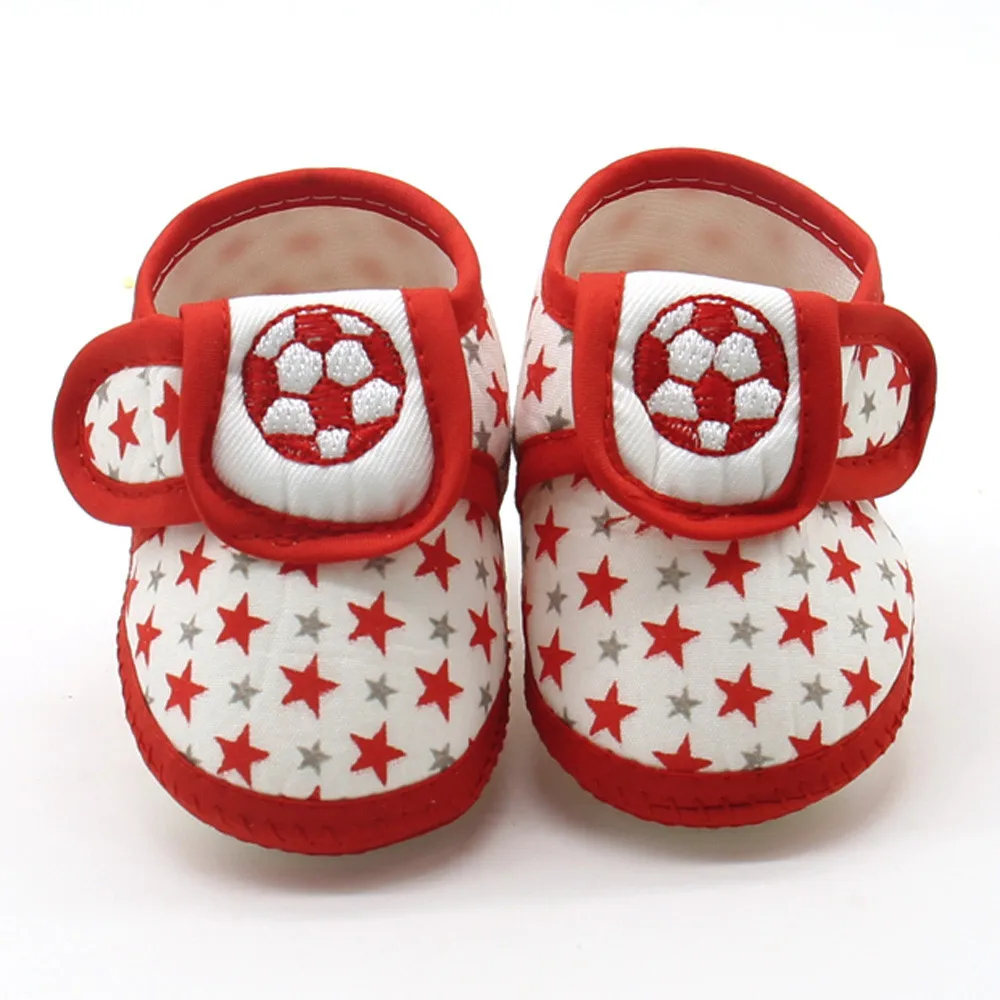 Модная обувь для новорожденных девочек и мальчиков со звездами на мягкой подошве для младенцев; Теплая Повседневная обувь на плоской подошве; HOOLER - Цвет: Red