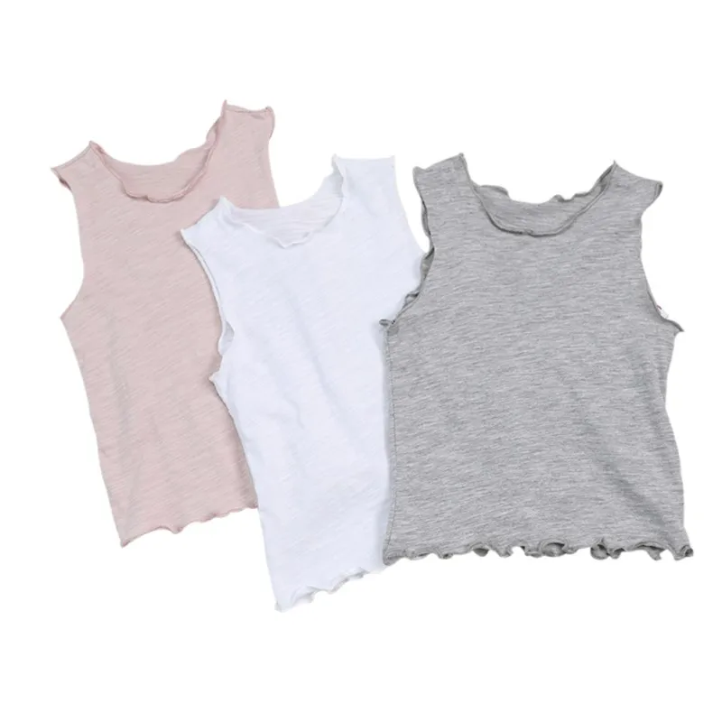 

Children's Clothing Summer Cute Solid Cotton Baby T-shirt Sleeveless Baby Girls Tops 2018