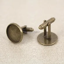 Пустые Запонки Настройки с круглая изогнутая рамка античный бронзовый тон основы для кабошонов французские запонки мужские запонки