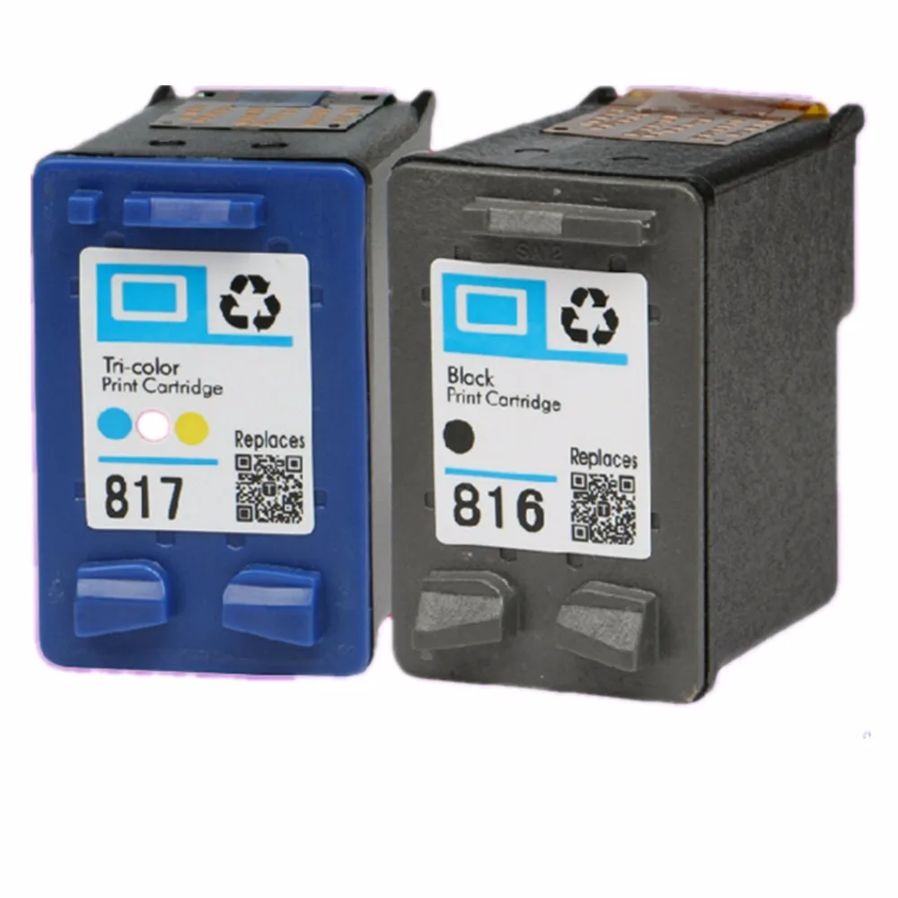 1Set 2 Pack Remanufactured Ink Cartridges For HP 816 817 XL 816XL HP816 HP816XL DeskJet 5168 PSC