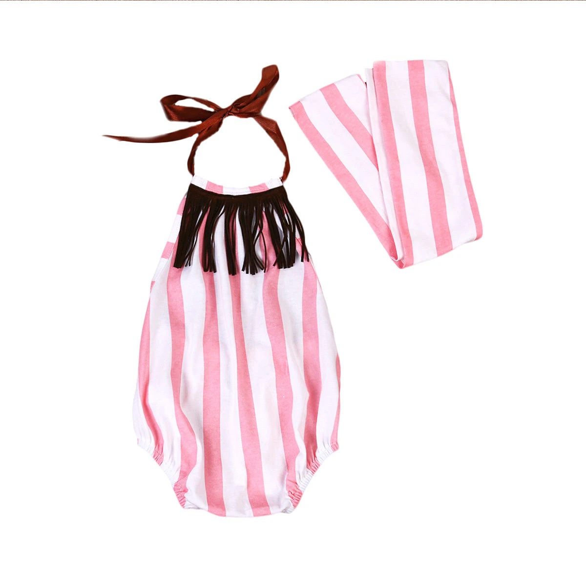 red and white striped romper baby