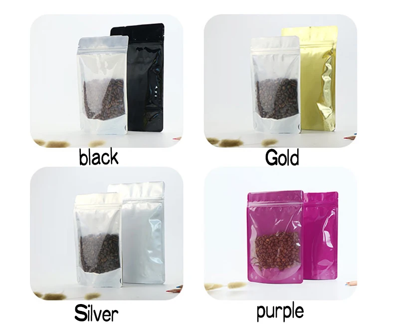 1 color,zipper,black,Silver,Gold,white,Standing,Self-styled,Aluminum foil bag,package,food,nuts,dried fruit Snack,Milk tea,nslucent,black,purple,yin and yang,zip lock (2)