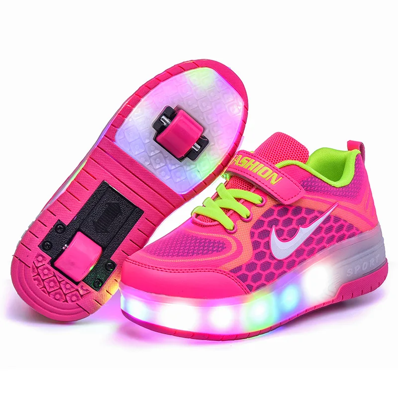 

Runaway Shoes Colorful LED Lights Children Shoes Wholesale Boys and Girls Luminous Sports Shoes Roller Skates Shoes with Wheels