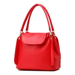 Повседневная Мягкая PU Офисная Женская сумка через плечо красная 3 слоя женская сумка-мешок через плечо раскладушка